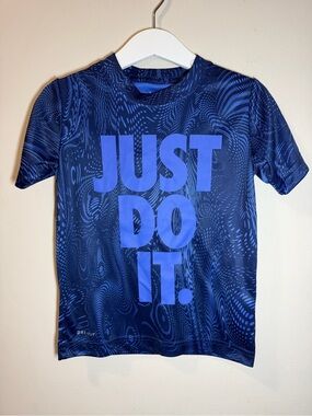 Nike Blue Dri-FIT Athletic Tee with Abstract Print